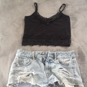 Black Floral Crop Top